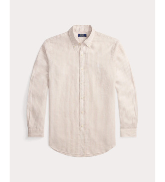 Polo Ralph Lauren Camisa de lino con rayas Custom Fit beige