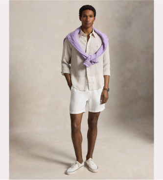 Polo Ralph Lauren Camicia in lino a righe Custom Fit beige