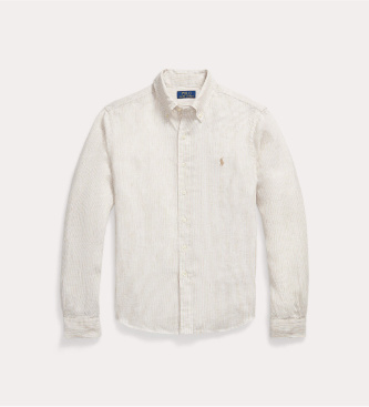 Polo Ralph Lauren Camicia in lino a righe Custom Fit beige