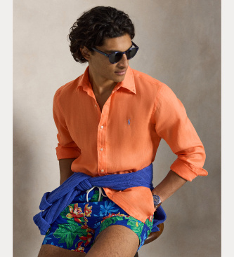 Polo Ralph Lauren Camisa de lino Custom Fit naranja