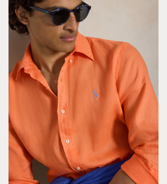 Polo Ralph Lauren Camisa de lino Custom Fit naranja