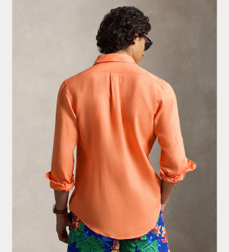 Polo Ralph Lauren Camisa de lino Custom Fit naranja