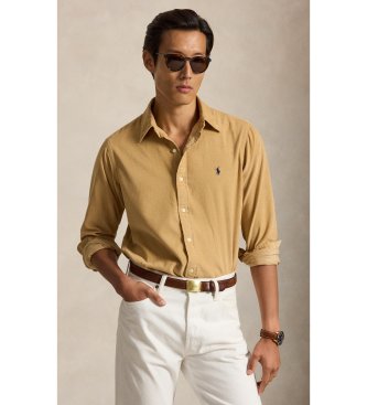 Polo Ralph Lauren Camisa de veludo cotelê Custom Fit marrom