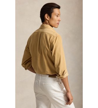 Polo Ralph Lauren Camisa de veludo cotelê Custom Fit marrom