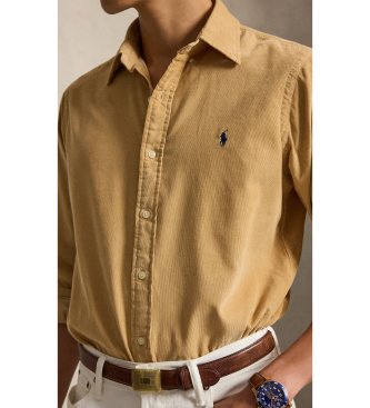Polo Ralph Lauren Camisa de veludo cotelê Custom Fit marrom