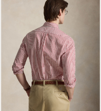 Polo Ralph Lauren Chemise en popeline � rayures roses Custom Fit