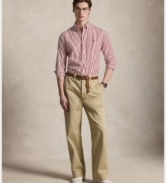 Polo Ralph Lauren Chemise en popeline � rayures roses Custom Fit