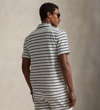 Polo Ralph Lauren Camicia in maglia e traforata a righe bianche e blu navy