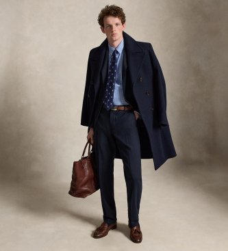 Polo Ralph Lauren Camisa slim fit azul em popelina elástica