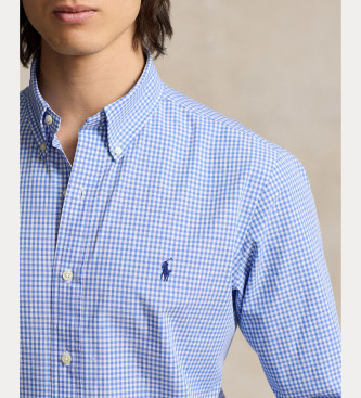 Polo Ralph Lauren Niebieska koszula z elastycznej popeliny o kroju slim fit