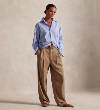 Polo Ralph Lauren Camisa oversize de algodão fil-à-fil azul
