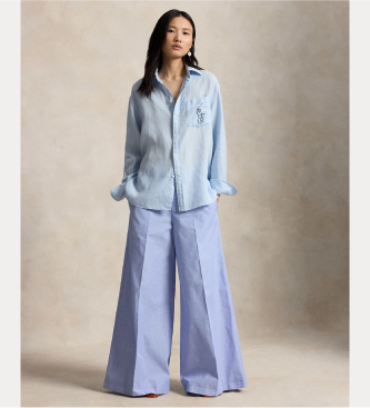 Polo Ralph Lauren Oversized Leinenhemd mit blauem Big Pony