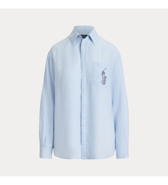 Polo Ralph Lauren Oversized Leinenhemd mit blauem Big Pony