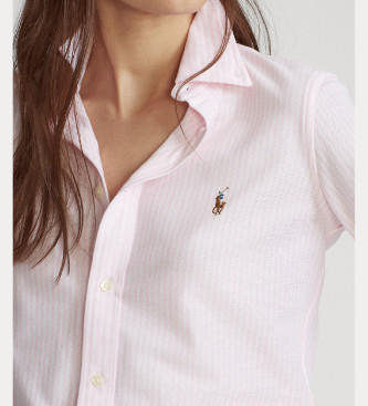 Polo Ralph Lauren Roze gestreept gebreid oxford overhemd