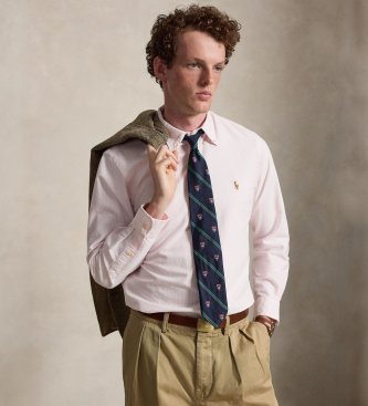 Polo Ralph Lauren Camisa oxford de rayas Custom Fit rosa