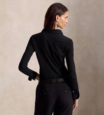 Polo Ralph Lauren Slank oxford overhemd van zwarte katoenen jersey