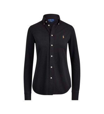 Polo Ralph Lauren Slank oxford overhemd van zwarte katoenen jersey