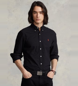 Polo Ralph Lauren Camicia Oxford slim fit, tinta in capo, nera