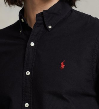 Polo Ralph Lauren Camicia Oxford slim fit, tinta in capo, nera