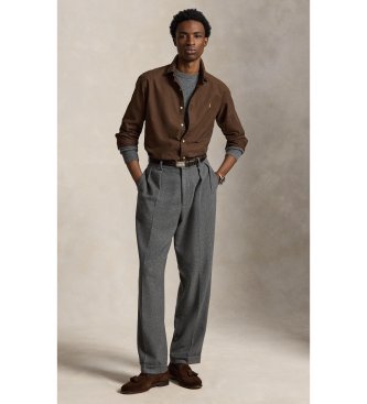 Polo Ralph Lauren Camisa oxford tingida Custom Fit castanha