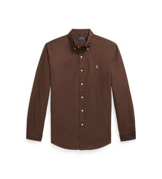 Polo Ralph Lauren Camisa oxford tingida Custom Fit castanha