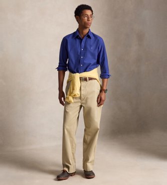 Polo Ralph Lauren Camicia oxford tinta Custom Fit blu