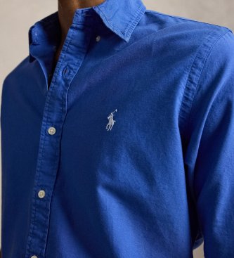 Polo Ralph Lauren Camicia oxford tinta Custom Fit blu