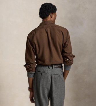 Polo Ralph Lauren Camicia oxford tinta Custom Fit marrone
