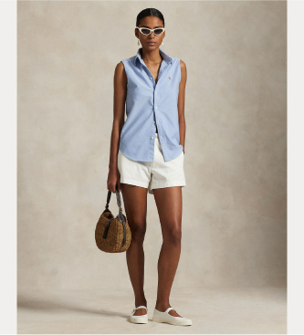 Polo Ralph Lauren Niebieska koszulka Oxford bez rękawów