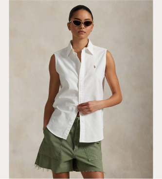Polo Ralph Lauren Koszula bez rękawów Oxford biała