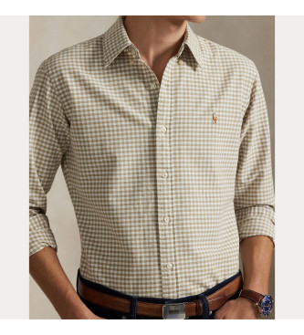 Polo Ralph Lauren Camisa de gingo de corte justo bege