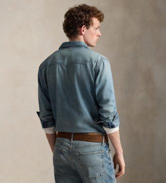 Polo Ralph Lauren Camicia western in denim blu slub
