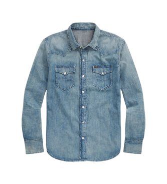 Polo Ralph Lauren Camicia western in denim blu slub