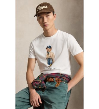 Polo Ralph Lauren White Custom Slim Fit Polo Bear Polo Shirt