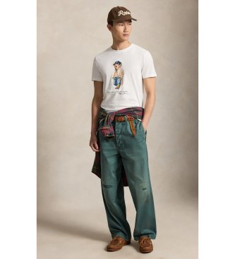Polo Ralph Lauren White Custom Slim Fit Polo Bear Polo Shirt