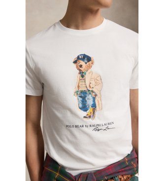 Polo Ralph Lauren White Custom Slim Fit Polo Bear Polo Shirt