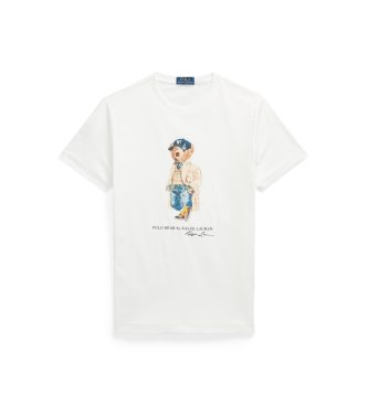 Polo Ralph Lauren White Custom Slim Fit Polo Bear Polo Shirt