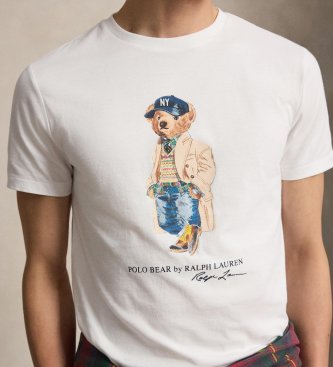 Polo Ralph Lauren White Custom Slim Fit Polo Bear Polo Shirt