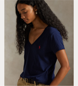 Polo Ralph Lauren T-shirt com decote em V azul-marinho
