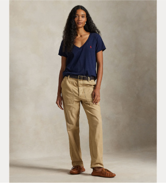 Polo Ralph Lauren T-shirt com decote em V azul-marinho