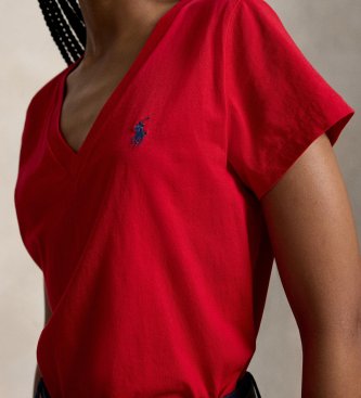 Polo Ralph Lauren Stickad T-shirt med röd V-ringning