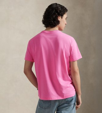 Polo Ralph Lauren T-shirt rosa personalizzata slim fit in maglia