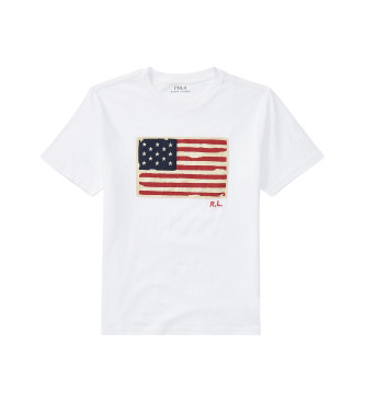 Polo Ralph Lauren T-shirt en coton tricot avec drapeau blanc