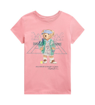 Polo Ralph Lauren T-shirt de malha de algodo Polo Bear cor-de-rosa