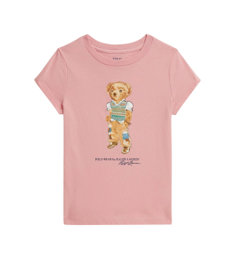 Polo Ralph Lauren T-shirt rosa Polo Bear in maglia jersey