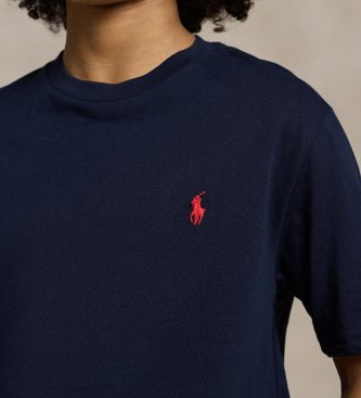 Polo Ralph Lauren T-shirt de algodão com gola redonda azul-marinho