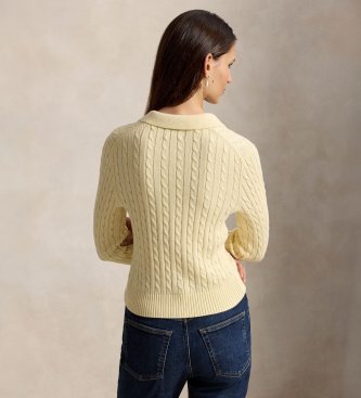 Polo Ralph Lauren Beige kabelstickad kofta i bomull