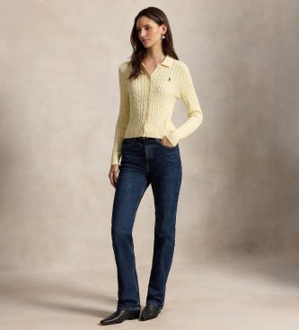 Polo Ralph Lauren Beige kabelstickad kofta i bomull