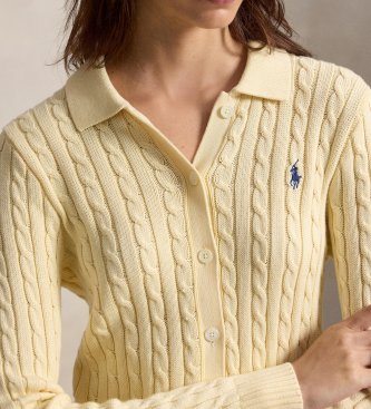 Polo Ralph Lauren Beige kabelstickad kofta i bomull