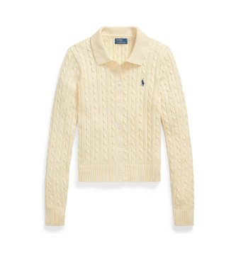 Polo Ralph Lauren Beige kabelstickad kofta i bomull